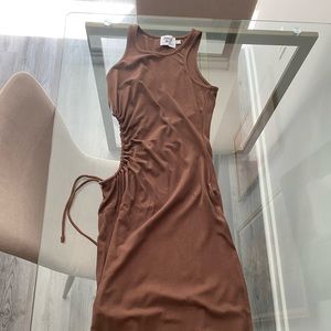 Princess Polly brown, cotton maxi dress in size 4